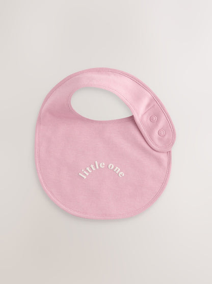 Pink Heart Baby Bibs 5 Pack - Size One