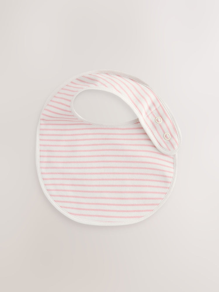 Pink Heart Baby Bibs 5 Pack - Size One