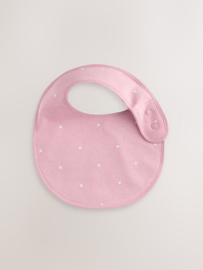 Pink Heart Baby Bibs 5 Pack - Size One