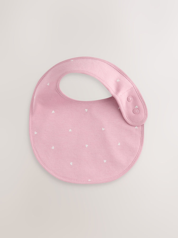 Pink Heart Baby Bibs 5 Pack - Size One