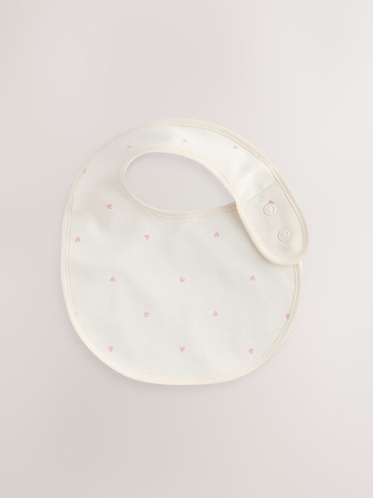 Pink Heart Baby Bibs 5 Pack - Size One