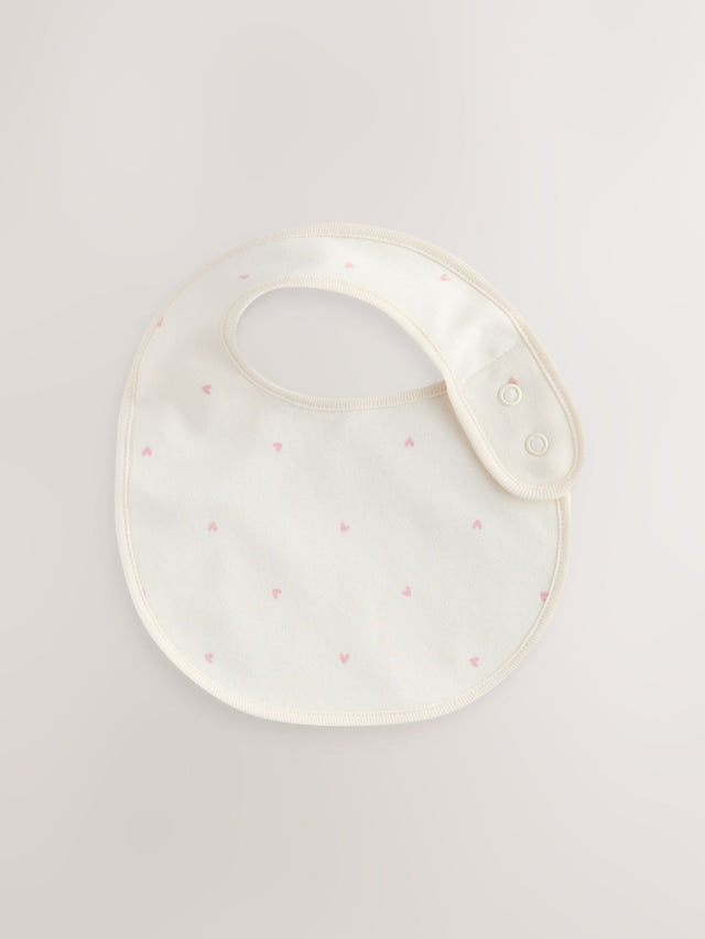 Pink Heart Baby Bibs 5 Pack - Size One