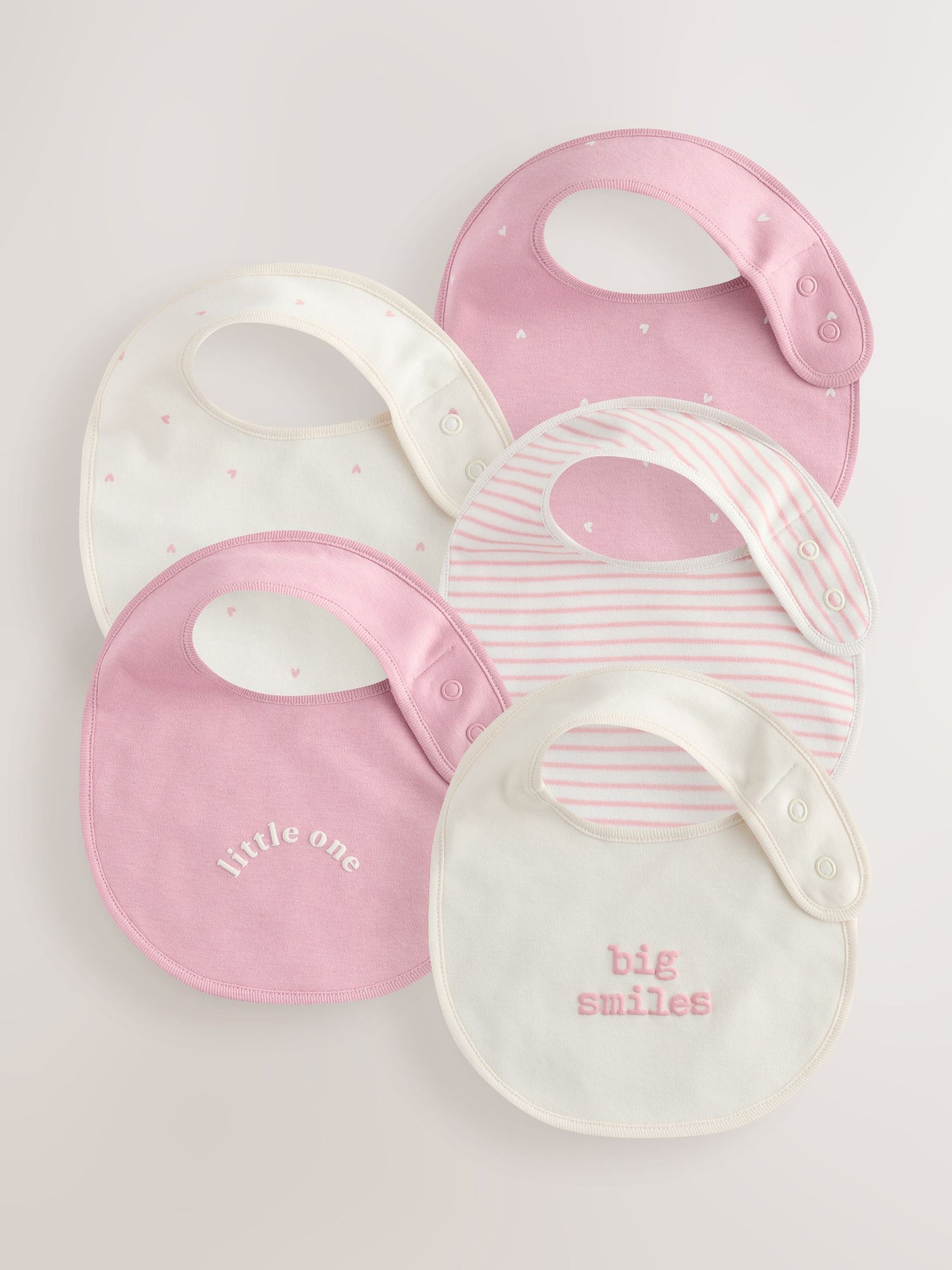 Pink Heart Baby Bibs 5 Pack - Size One - Default 1