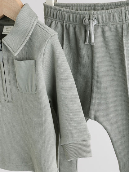 Grey Polo Top and Legging Baby Set (0mths-2yrs)
