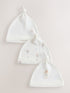 Ecru Fairy Mouse 3 Pack Tie Top Baby Beanies (0-12mths) - Up To 3 Months (50 - 62cm)
