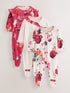 Baker by Ted Baker Red Cotton Printed Sleepsuits 3 Pack
