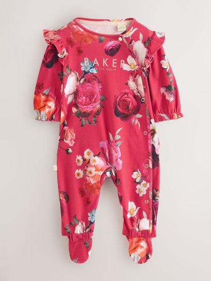 Baker by Ted Baker Red Cotton Printed Sleepsuits 3 Pack