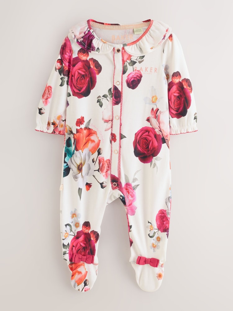 Baker by Ted Baker Red Cotton Printed Sleepsuits 3 Pack