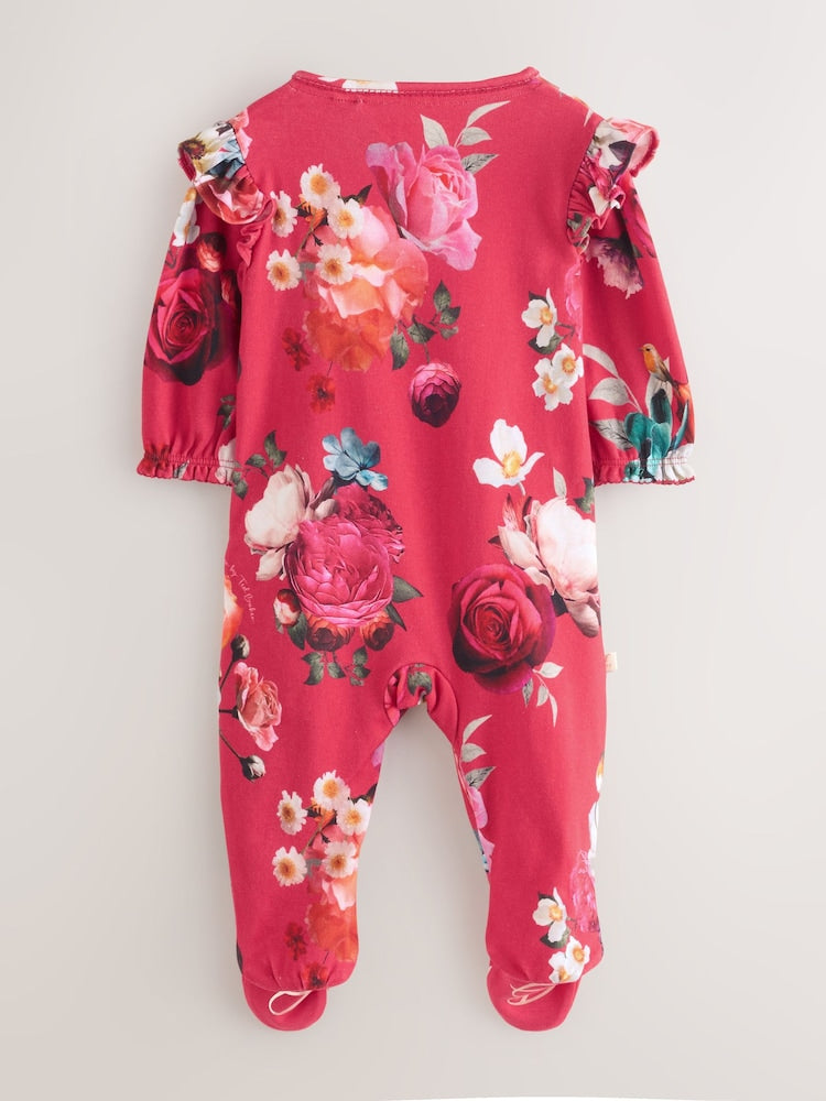 Baker by Ted Baker Red Cotton Printed Sleepsuits 3 Pack