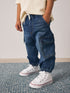 Dark Blue Comfort Stretch Wide Cargo Jeans (3mths-7yrs) - Dark Blue / 12-18 Months (80-86cm)