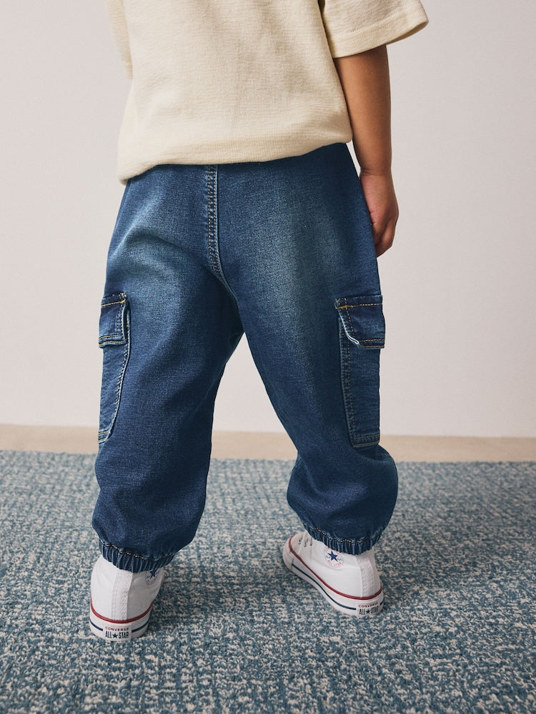 Dark Blue Comfort Stretch Wide Cargo Jeans (3mths-7yrs) - Size 3-6 Months (62-68cm)