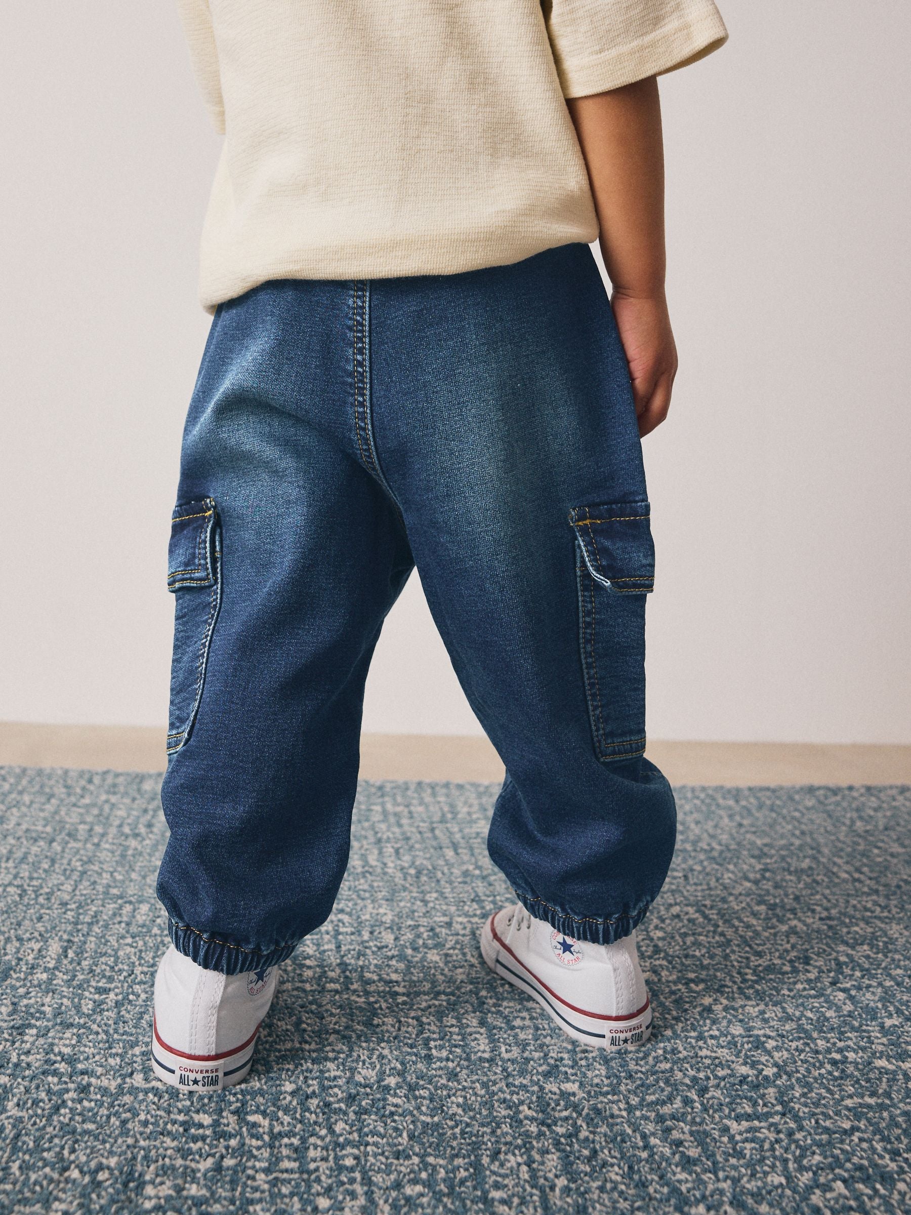 Dark Blue Comfort Stretch Wide Cargo Jeans (3mths-7yrs) - Size 3-6 Months (62-68cm)