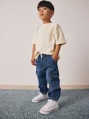 Dark Blue Comfort Stretch Wide Cargo Jeans (3mths-7yrs) - Size 3-6 Months (62-68cm)