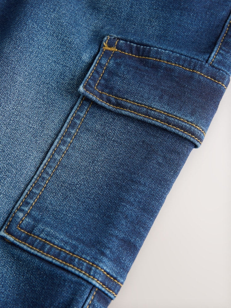 Dark Blue Comfort Stretch Wide Cargo Jeans (3mths-7yrs)
