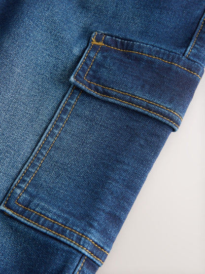 Dark Blue Comfort Stretch Wide Cargo Jeans (3mths-7yrs) - Size 3-6 Months (62-68cm)
