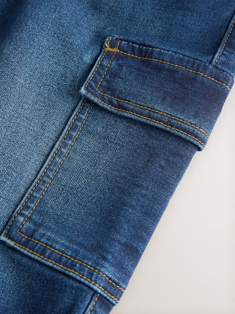 Dark Blue Comfort Stretch Wide Cargo Jeans (3mths-7yrs) - Size 3-6 Months (62-68cm)