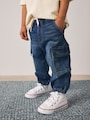 Dark Blue Comfort Stretch Wide Cargo Jeans (3mths-7yrs) - Size 3-6 Months (62-68cm)