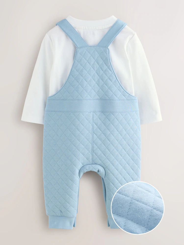 Baker by Ted Baker Blue Quilted Dungarees and T-Shirt Set