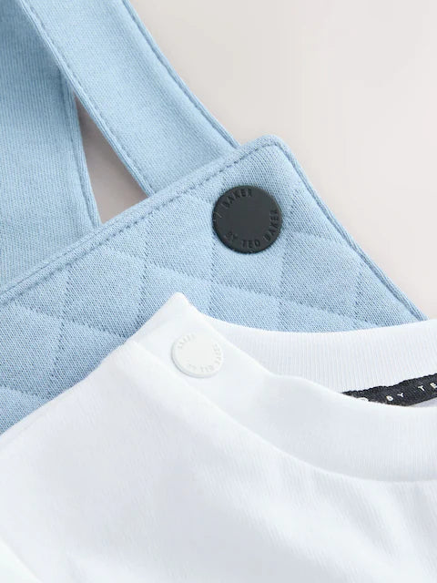 Baker by Ted Baker Blue Quilted Dungarees and T-Shirt Set