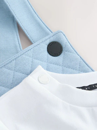 Baker by Ted Baker Blue Quilted Dungarees and T-Shirt Set