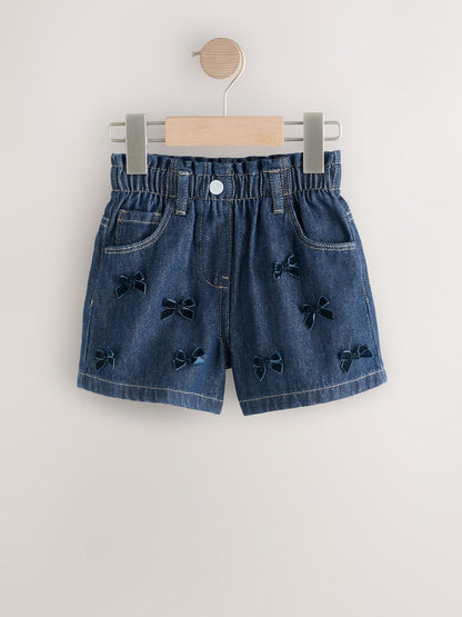 Blue Denim Bow Shorts and Tights Set (3mths-7yrs)