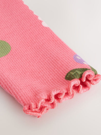 Pink Unicorn Rib Long Sleeve T-Shirt (3mths-7yrs) - Size 3-6 Months (62-68cm)
