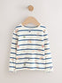 Neutral Lemon Print Rib Long Sleeve T-Shirt (3mths-7yrs) - Ecru/Navy Stripe Character Rib Long Sleeve / 12-18 Months (80-86cm)