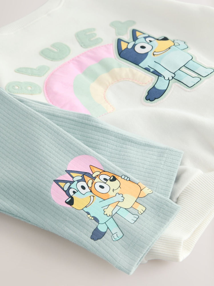 Cream Bluey Sweatshirt &amp; Leggings Set (12mths-7yrs) - Size 12-18 Months (80-86cm)