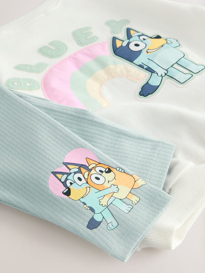 Cream Bluey Sweatshirt &amp; Leggings Set (12mths-7yrs) - Size 12-18 Months (80-86cm)