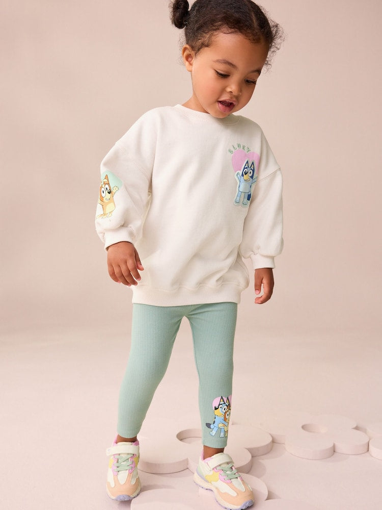 Cream Bluey Sweatshirt &amp; Leggings Set (12mths-7yrs) - Size 12-18 Months (80-86cm)