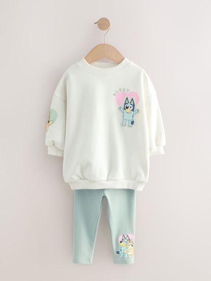 Cream Bluey Sweatshirt &amp; Leggings Set (12mths-7yrs) - Size 12-18 Months (80-86cm)