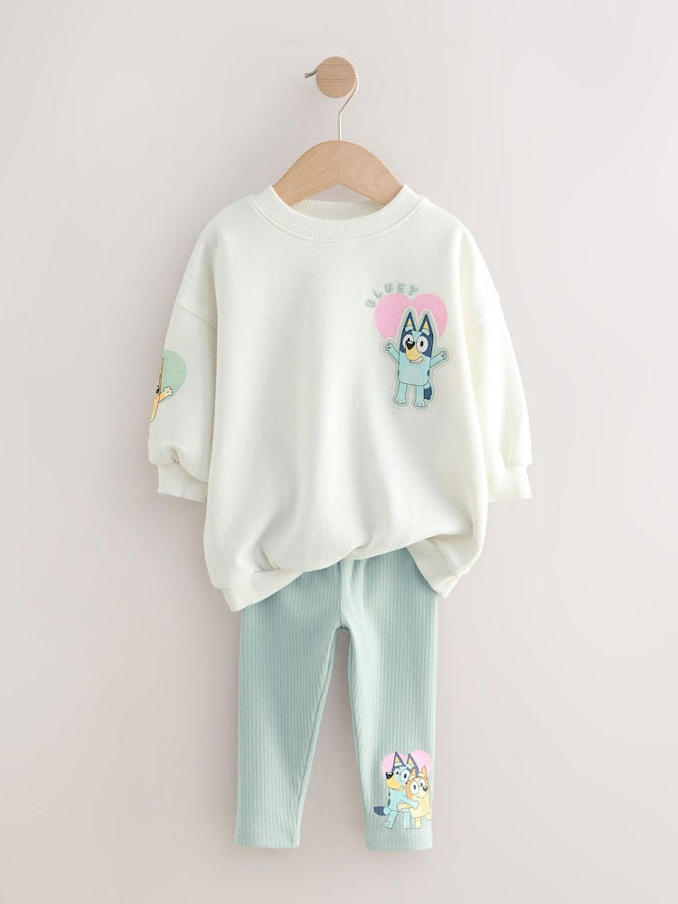 Cream Bluey Sweatshirt &amp; Leggings Set (12mths-7yrs) - Size 12-18 Months (80-86cm)