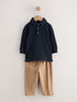 Navy Long Sleeve Polo Shirt And Joggers Set (3mths-7yrs) - Navy Long Sleeve Polo / 12-18 Months (80-86cm)