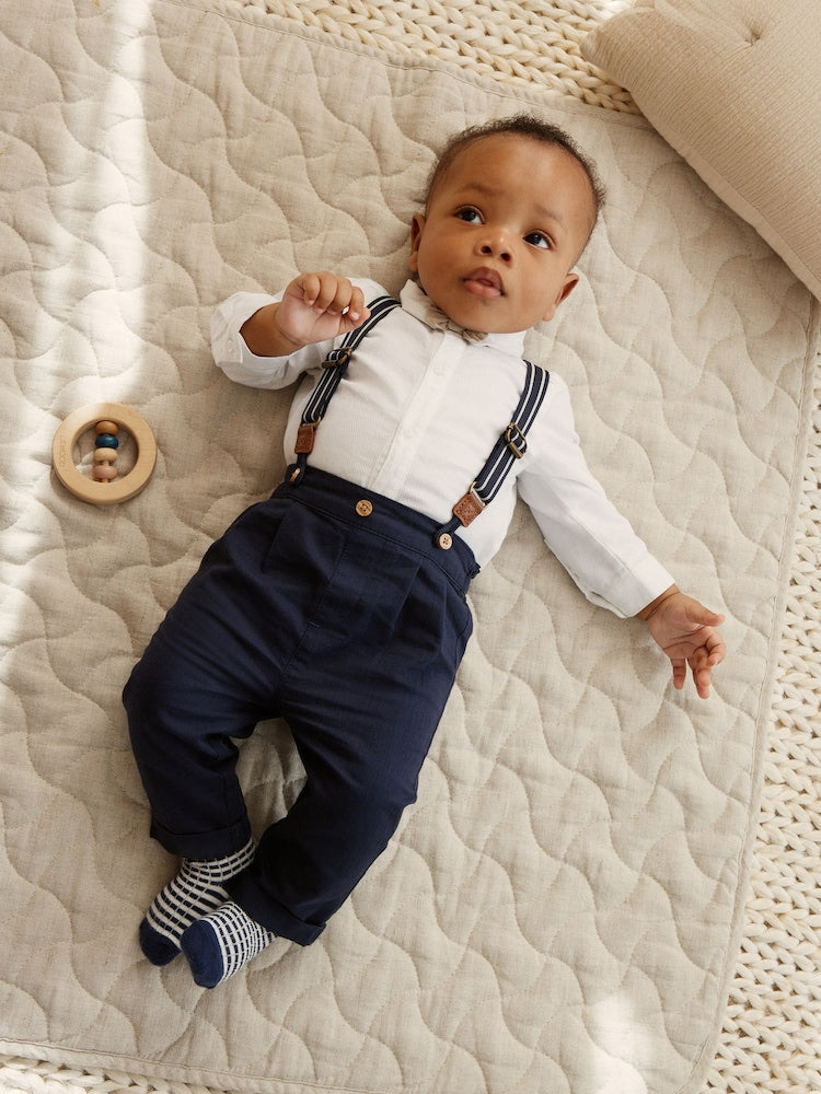Navy Baby Shirt Trousers and Braces 4 Piece Set (0mths-2yrs) - 12-18 Months (80-86cm)