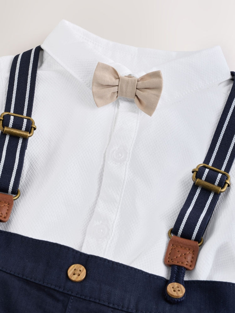 Navy Baby Shirt Trousers and Braces 4 Piece Set (0mths-2yrs)