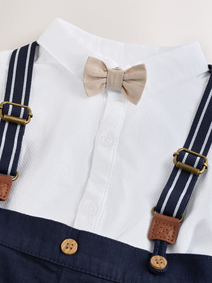 Navy Baby Shirt Trousers and Braces 4 Piece Set (0mths-2yrs)