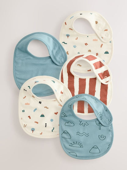 Multi Baby Bibs 5 Pack - Size One