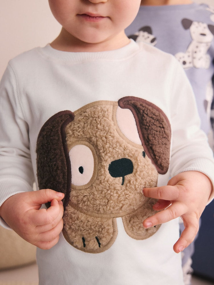 Blue/Ecru Dog Snuggle Pyjamas 3 Pack (9mths-6yrs)
