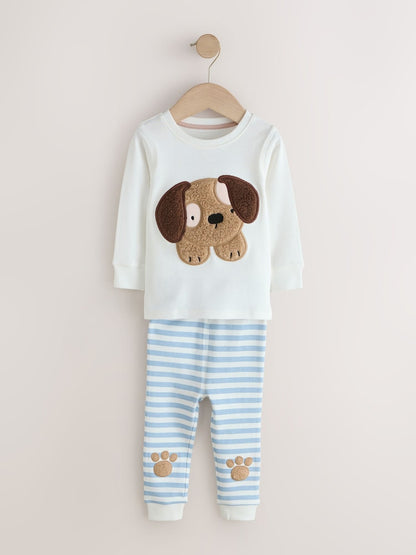 Blue/Ecru Dog Snuggle Pyjamas 3 Pack (9mths-6yrs)