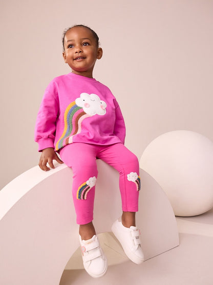 Pink Cloud Rainbow Knee Embellsihed Leggings (3mths-7yrs) - Size 3-6 Months (62-68cm)