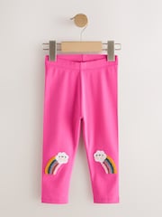 Pink Cloud Rainbow Knee Embellsihed Leggings (3mths-7yrs) - Size 3-6 Months (62-68cm)