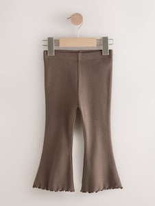 Neutral Lemon Print Rib Flare Leggings (3mths-7yrs) - Size 3-6 Months (62-68cm)