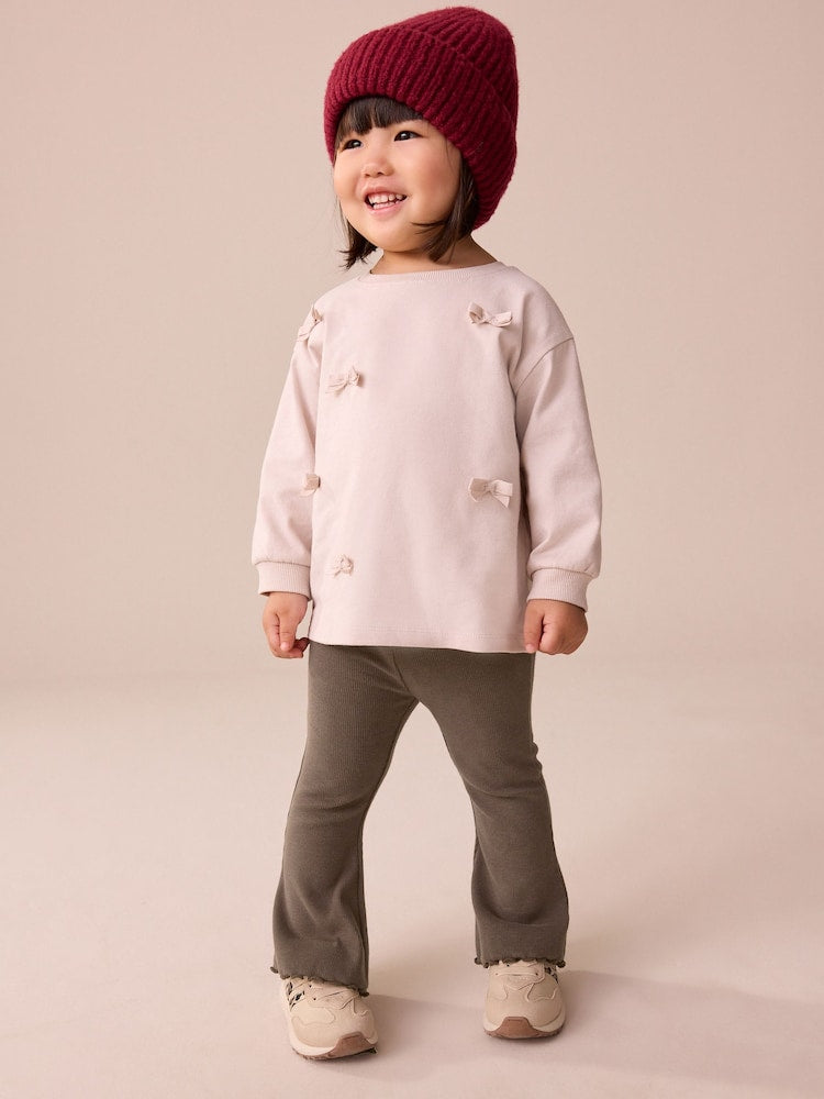 Chocolate Brown Rib Flare Leggings (3mths-7yrs) - Size 3-6 Months (62-68cm)
