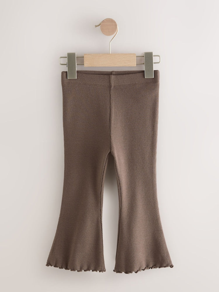 Chocolate Brown Rib Flare Leggings (3mths-7yrs) - Size 3-6 Months (62-68cm)