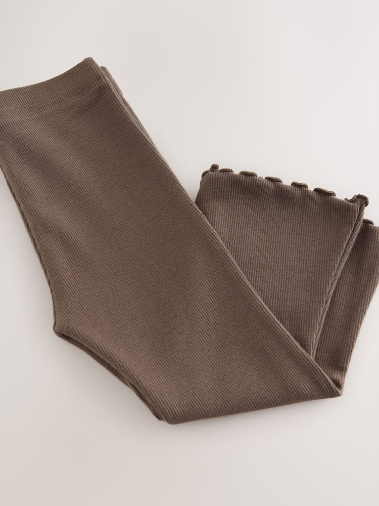 Chocolate Brown Rib Flare Leggings (3mths-7yrs) - Size 3-6 Months (62-68cm)