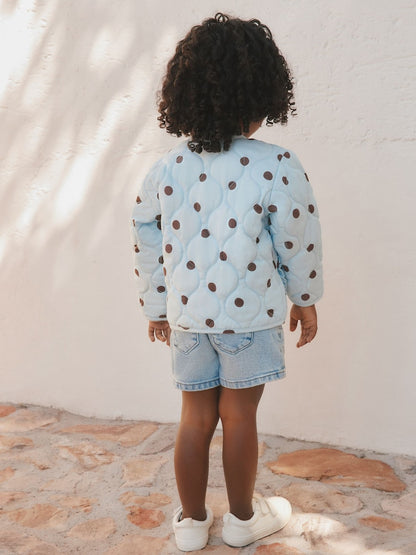 Blue Polka Dot Printed Quilted Jacket (3mths-7yrs) - Size 3-6 Months (62-68cm)