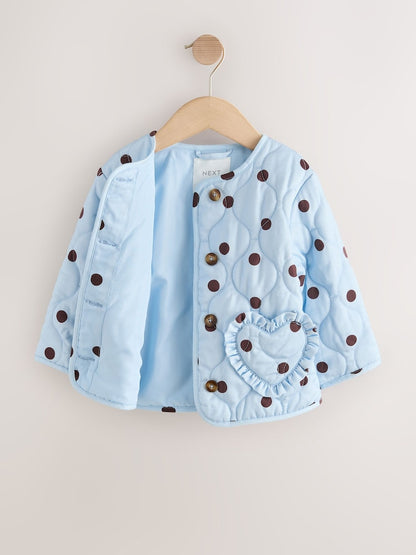 Blue Polka Dot Printed Quilted Jacket (3mths-7yrs) - Size 3-6 Months (62-68cm)