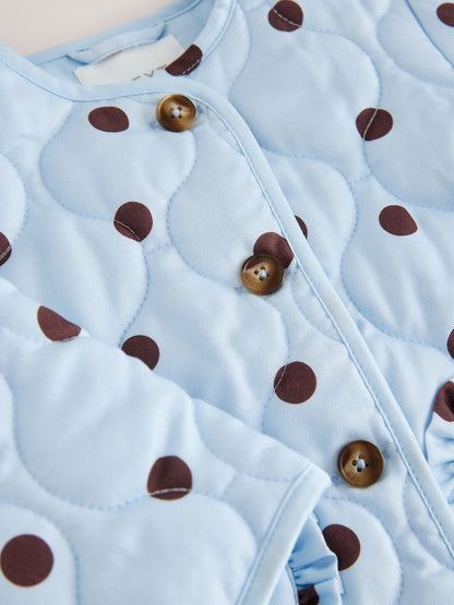 Blue Polka Dot Printed Quilted Jacket (3mths-7yrs) - Size 3-6 Months (62-68cm)