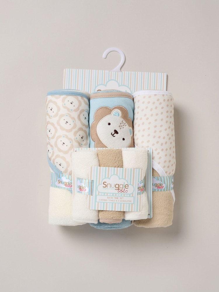Snuggle Tots light blue Hooded Towels And Wash Cloths 3 Pack - Size One