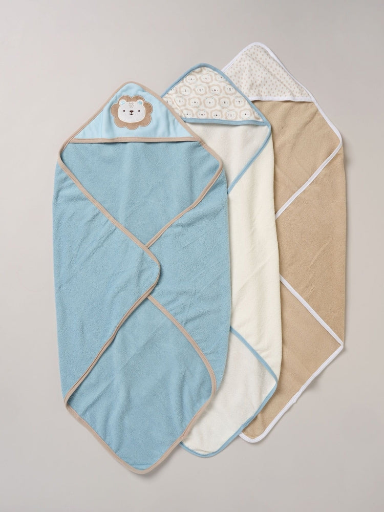 Snuggle Tots light blue Hooded Towels And Wash Cloths 3 Pack - Size One